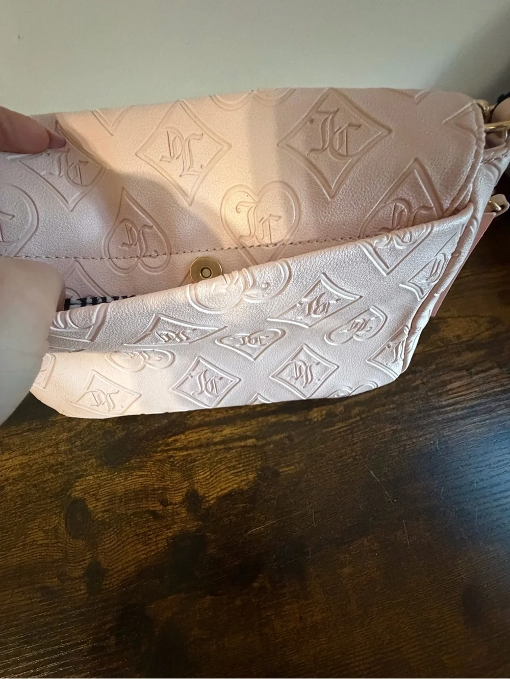 Juicy Couture Light Pink Embossed Heart Shoulder Bag